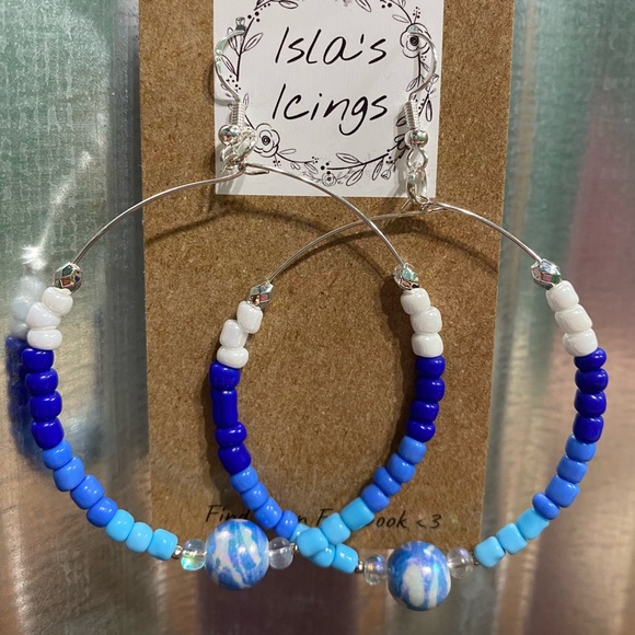 Beaded Hoop Earrings - Large - Picture 1 of 1